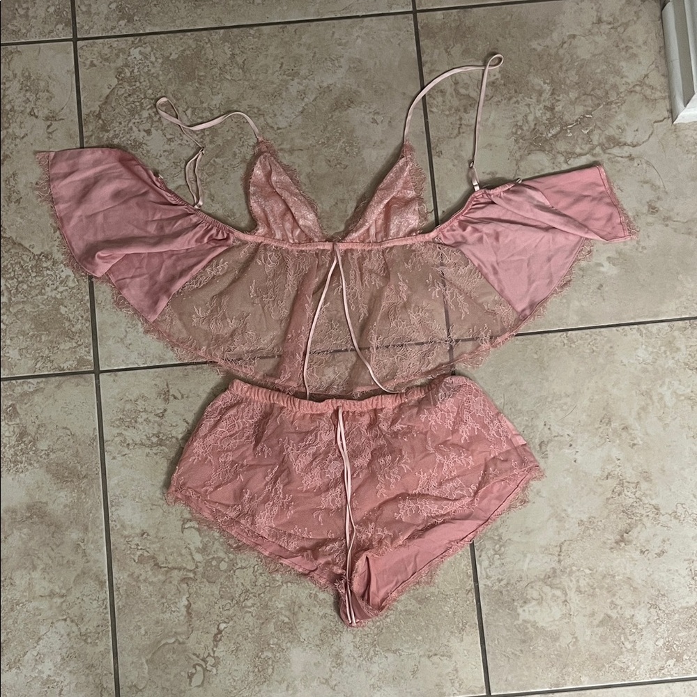 Victoria's Secret Dusty Rose Satin Camisole and Shorts
